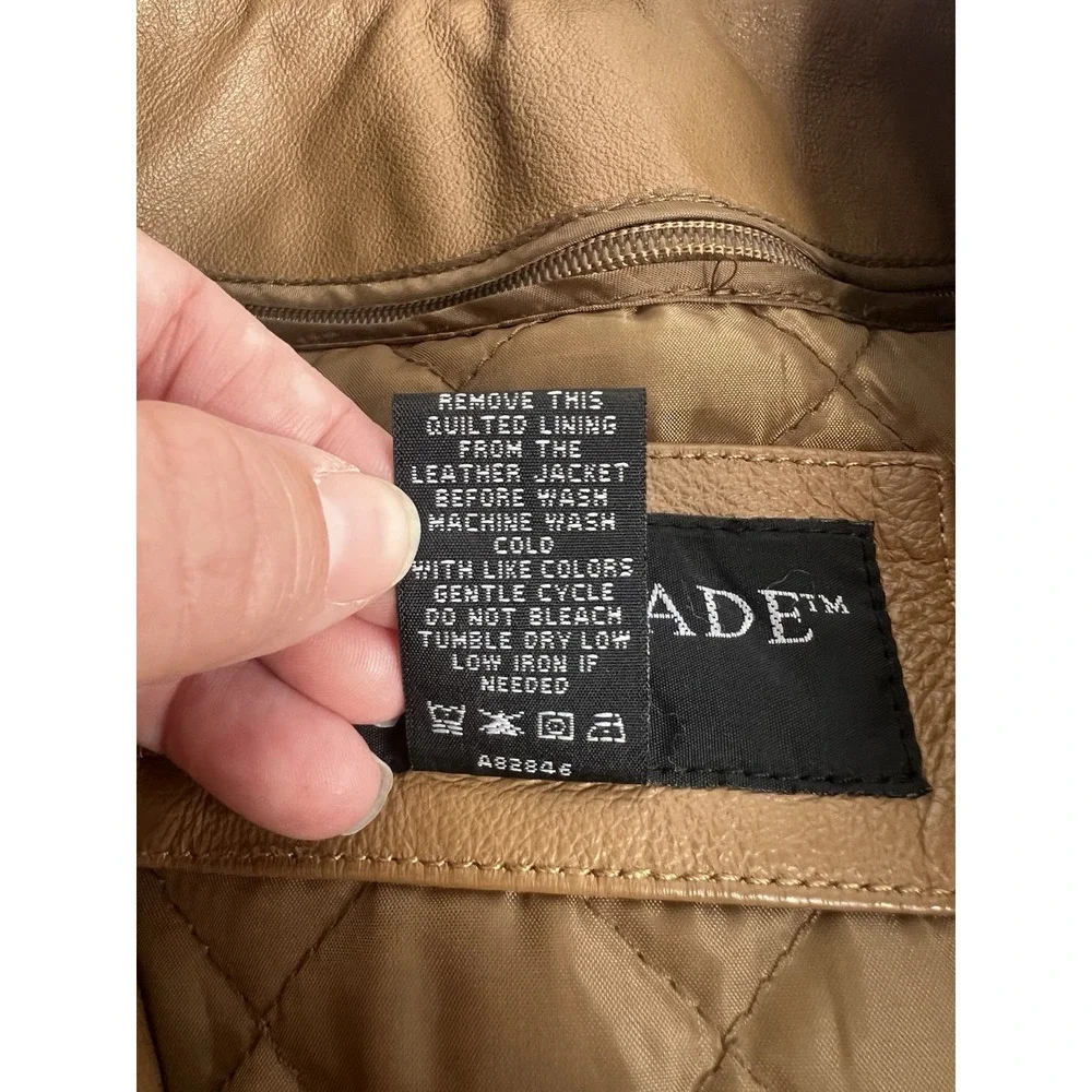 Centigrade Leather‎ Jacket Soft Tan Camel Medium 4 Button Zipper Lined Womens